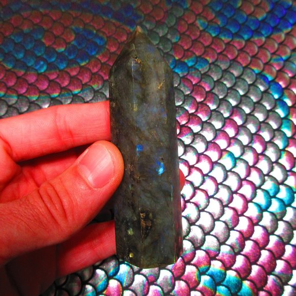 Labradorite Polished Free Standing Tower Generator Crystal - Picture 1 of 6